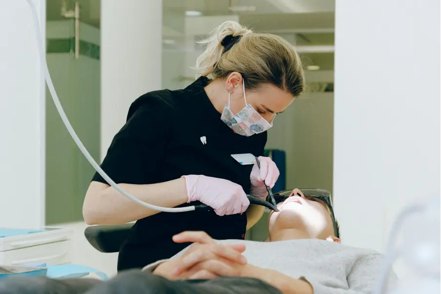 Preparation for the dental restoration procedure at the dental clinic