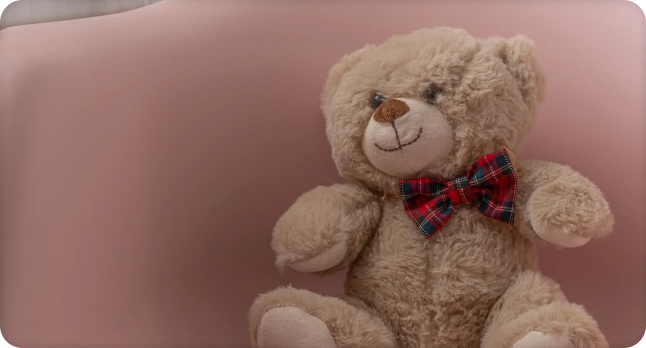 bear with pink background